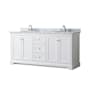 Wyndham Collection Avery 72" Free Standing Double Basin Vanity Set with Cabinet and Marble Vanity Top White / White Carrara Marble Top / Polished Chrome Hardware