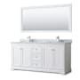 Wyndham Collection Avery 72" Free Standing Double Basin Vanity Set with Cabinet, Marble Vanity Top, and Framed Mirror White / White Carrara Marble Top / Polished Chrome Hardware