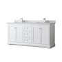 Wyndham Collection Avery 72" Free Standing Double Basin Vanity Set with Cabinet and Marble Vanity Top White / White Carrara Marble Top / Polished Chrome Hardware