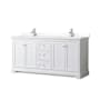 Wyndham Collection Avery 72" Free Standing Double Basin Vanity Set with Cabinet and Quartz Vanity Top White / White Quartz Top / Polished Chrome Hardware