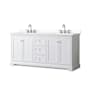 Wyndham Collection Avery 72" Free Standing Double Basin Vanity Set with Cabinet and Quartz Vanity Top White / White Quartz Top / Polished Chrome Hardware