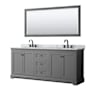 Wyndham Collection Avery 80" Free Standing Double Basin Vanity Set with Cabinet, Marble Vanity Top, and Framed Mirror Dark Gray / White Carrara Marble Top / Matte Black Hardware