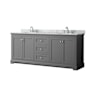 Wyndham Collection Avery 80" Free Standing Double Basin Vanity Set with Cabinet and Marble Vanity Top Dark Gray / White Carrara Marble Top / Polished Chrome Hardware
