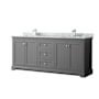 Wyndham Collection Avery 80" Free Standing Double Basin Vanity Set with Cabinet and Marble Vanity Top Dark Gray / White Carrara Marble Top / Polished Chrome Hardware