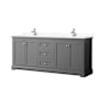 Wyndham Collection Avery 80" Free Standing Double Basin Vanity Set with Cabinet and Quartz Vanity Top Dark Gray / Giotto Quartz Top / Polished Chrome Hardware