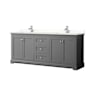 Wyndham Collection Avery 80" Free Standing Double Basin Vanity Set with Cabinet and Quartz Vanity Top Dark Gray / White Quartz Top / Polished Chrome Hardware