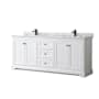 Wyndham Collection Avery 80" Free Standing Double Basin Vanity Set with Cabinet and Marble Vanity Top White / White Carrara Marble Top / Matte Black Hardware