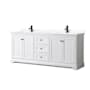 Wyndham Collection Avery 80" Free Standing Double Basin Vanity Set with Cabinet and Quartz Vanity Top White / Giotto Quartz Top / Matte Black Hardware