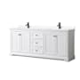 Wyndham Collection Avery 80" Free Standing Double Basin Vanity Set with Cabinet and Cultured Marble Vanity Top White / White Cultured Marble Top / Matte Black Hardware