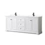 Wyndham Collection Avery 80" Free Standing Double Basin Vanity Set with Cabinet and Quartz Vanity Top White / White Quartz Top / Matte Black Hardware