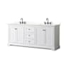 Wyndham Collection Avery 80" Free Standing Double Basin Vanity Set with Cabinet and Quartz Vanity Top White / White Quartz Top / Matte Black Hardware