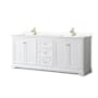 Wyndham Collection Avery 80" Free Standing Double Basin Vanity Set with Cabinet and Cultured Marble Vanity Top White / Carrara Cultured Marble Top / Brushed Gold Hardware