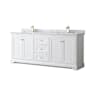 Wyndham Collection Avery 80" Free Standing Double Basin Vanity Set with Cabinet and Marble Vanity Top White / White Carrara Marble Top / Brushed Gold Hardware