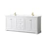 Wyndham Collection Avery 80" Free Standing Double Basin Vanity Set with Cabinet and Quartz Vanity Top White / Giotto Quartz Top / Brushed Gold Hardware