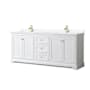 Wyndham Collection Avery 80" Free Standing Double Basin Vanity Set with Cabinet and Cultured Marble Vanity Top White / White Cultured Marble Top / Brushed Gold Hardware