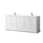Wyndham Collection Avery 80" Free Standing Double Basin Vanity Set with Cabinet and Cultured Marble Vanity Top White / Carrara Cultured Marble Top / Polished Chrome Hardware