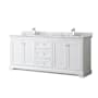 Wyndham Collection Avery 80" Free Standing Double Basin Vanity Set with Cabinet and Marble Vanity Top White / White Carrara Marble Top / Polished Chrome Hardware