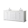 Wyndham Collection Avery 80" Free Standing Double Basin Vanity Set with Cabinet and Quartz Vanity Top White / White Quartz Top / Polished Chrome Hardware