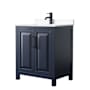 Wyndham Collection Daria 30" Free Standing Single Basin Vanity Set with Cabinet and Cultured Marble Vanity Top Dark Blue / White Cultured Marble Top / Matte Black Hardware