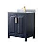 Wyndham Collection Daria 30" Free Standing Single Vanity Set with MDF Cabinet, Marble Vanity Top, and Undermount Sink Dark Blue
