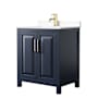Wyndham Collection Daria 30" Free Standing Single Basin Vanity Set with Cabinet and Cultured Marble Vanity Top Dark Blue / White Cultured Marble Top / Brushed Gold Hardware