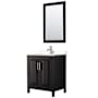 Wyndham Collection Daria 30" Free Standing Single Basin Vanity Set with Cabinet, Cultured Marble Vanity Top, and Framed Mirror Dark Espresso / Carrara Cultured Marble Top / Polished Chrome Hardware