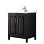 Wyndham Collection Daria 30" Free Standing Single Basin Vanity Set with Cabinet and Cultured Marble Vanity Top Dark Espresso / Carrara Cultured Marble Top / Polished Chrome Hardware