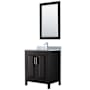 Wyndham Collection Daria 30" Free Standing Single Vanity Set with MDF Cabinet, Marble Vanity Top, Undermount Sink, and Framed Mirror Dark Espresso / White Carrara Marble Top / Polished Chrome Hardware