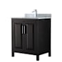 Wyndham Collection Daria 30" Free Standing Single Vanity Set with MDF Cabinet, Marble Vanity Top, and Undermount Sink Dark Espresso / White Carrara Marble Top / Polished Chrome Hardware