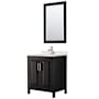 Wyndham Collection Daria 30" Free Standing Single Basin Vanity Set with Cabinet, Quartz Vanity Top, and Framed Mirror Dark Espresso / Giotto Quartz Top / Polished Chrome Hardware