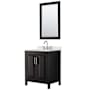 Wyndham Collection Daria 30" Free Standing Single Basin Vanity Set with Cabinet, Quartz Vanity Top, and Framed Mirror Dark Espresso / Giotto Quartz Top / Polished Chrome Hardware