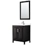 Wyndham Collection Daria 30" Free Standing Single Basin Vanity Set with Cabinet, Cultured Marble Vanity Top, and Framed Mirror Dark Espresso / White Cultured Marble Top / Polished Chrome Hardware