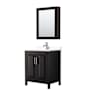 Wyndham Collection Daria 30" Free Standing Single Basin Vanity Set with Cabinet, Cultured Marble Vanity Top, and Medicine Cabinet Dark Espresso / White Cultured Marble Top / Polished Chrome Hardware