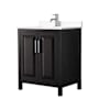 Wyndham Collection Daria 30" Free Standing Single Basin Vanity Set with Cabinet and Cultured Marble Vanity Top Dark Espresso / White Cultured Marble Top / Polished Chrome Hardware