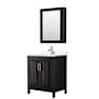 Wyndham Collection Daria 30" Free Standing Single Basin Vanity Set with Cabinet, Quartz Vanity Top, and Medicine Cabinet Dark Espresso / White Quartz Top / Polished Chrome Hardware