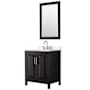 Wyndham Collection Daria 30" Free Standing Single Basin Vanity Set with Cabinet, Quartz Vanity Top, and Framed Mirror Dark Espresso / White Quartz Top / Polished Chrome Hardware
