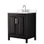Wyndham Collection Daria 30" Free Standing Single Basin Vanity Set with Cabinet and Quartz Vanity Top Dark Espresso / White Quartz Top / Polished Chrome Hardware