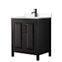 Wyndham Collection Daria 30" Free Standing Single Basin Vanity Set with Cabinet and Cultured Marble Vanity Top Dark Espresso / Carrara Cultured Marble Top / Matte Black Hardware
