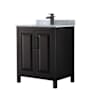 Wyndham Collection Daria 30" Free Standing Single Vanity Set with MDF Cabinet, Marble Vanity Top, and Undermount Sink Dark Espresso / White Carrara Marble Top / Matte Black Hardware