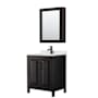 Wyndham Collection Daria 30" Free Standing Single Basin Vanity Set with Cabinet, Quartz Vanity Top, and Medicine Cabinet Dark Espresso / Giotto Quartz Top / Matte Black Hardware