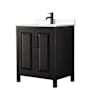 Wyndham Collection Daria 30" Free Standing Single Basin Vanity Set with Cabinet and Cultured Marble Vanity Top Dark Espresso / White Cultured Marble Top / Matte Black Hardware