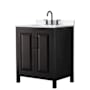 Wyndham Collection Daria 30" Free Standing Single Basin Vanity Set with Cabinet and Quartz Vanity Top Dark Espresso / White Quartz Top / Matte Black Hardware