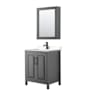 Wyndham Collection Daria 30" Free Standing Single Basin Vanity Set with Cabinet, Cultured Marble Vanity Top, and Medicine Cabinet Dark Gray / Carrara Cultured Marble Top / Matte Black Hardware