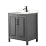 Wyndham Collection Daria 30" Free Standing Single Basin Vanity Set with Cabinet and Cultured Marble Vanity Top Dark Gray / Carrara Cultured Marble Top / Matte Black Hardware