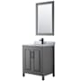 Wyndham Collection Daria 30" Free Standing Single Vanity Set with MDF Cabinet, Marble Vanity Top, Undermount Sink, and Framed Mirror Dark Gray / White Carrara Marble Top / Matte Black Hardware