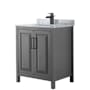 Wyndham Collection Daria 30" Free Standing Single Vanity Set with MDF Cabinet, Marble Vanity Top, and Undermount Sink Dark Gray / White Carrara Marble Top / Matte Black Hardware