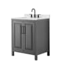 Wyndham Collection Daria 30" Free Standing Single Basin Vanity Set with Cabinet and Quartz Vanity Top Dark Gray / Giotto Quartz Top / Matte Black Hardware