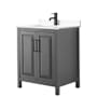 Wyndham Collection Daria 30" Free Standing Single Basin Vanity Set with Cabinet and Cultured Marble Vanity Top Dark Gray / White Cultured Marble Top / Matte Black Hardware