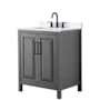 Wyndham Collection Daria 30" Free Standing Single Basin Vanity Set with Cabinet and Quartz Vanity Top Dark Gray / White Quartz Top / Matte Black Hardware