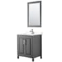 Wyndham Collection Daria 30" Free Standing Single Basin Vanity Set with Cabinet, Cultured Marble Vanity Top, and Framed Mirror Dark Gray / Carrara Cultured Marble Top / Polished Chrome Hardware